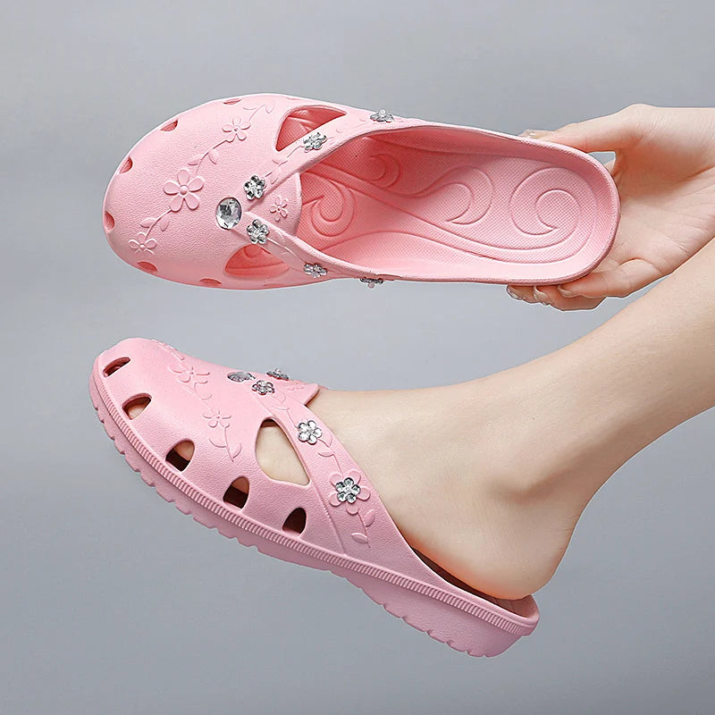 Women Slippers Summer Breathable Platform Beach Sandals Flip Flops  Outdoor Non-slip Women Jelly Slippers Lazy Flat Shoes