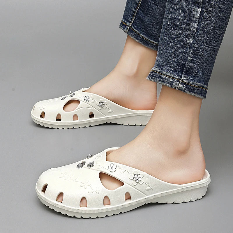 Women Slippers Summer Breathable Platform Beach Sandals Flip Flops  Outdoor Non-slip Women Jelly Slippers Lazy Flat Shoes